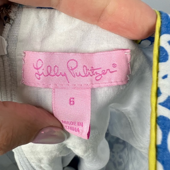 Lily Pulitzer Margherita Knotty Whirlpool Paisley Blue + Yellow Dress | Size 6 - Picture 5 of 6